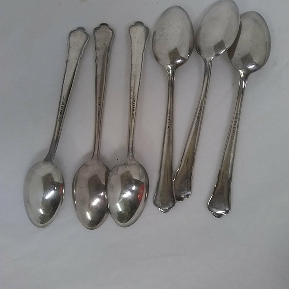 6) GAB Sweden Demitasse Silver plated Spoons 4" Silver  flatware Makers Marks - Picture 2 of 6